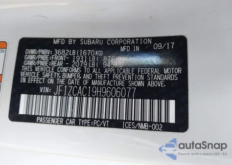 2017 Subaru Brz Limited из США, поврежденный, VIN JF1ZCAC19H9606077